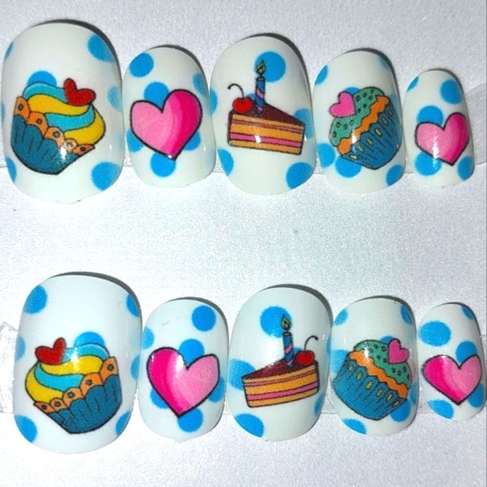 Kids custom dessert  press on nails for girls and teens
